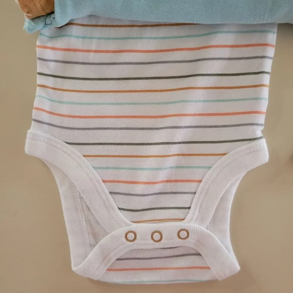 Cloud Island™ Blue Safari Short Sleeve Bodysuit 4pk Newborn
